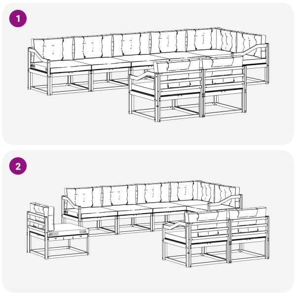Комплект дивани за открито 8 pcs Натурален и Крема