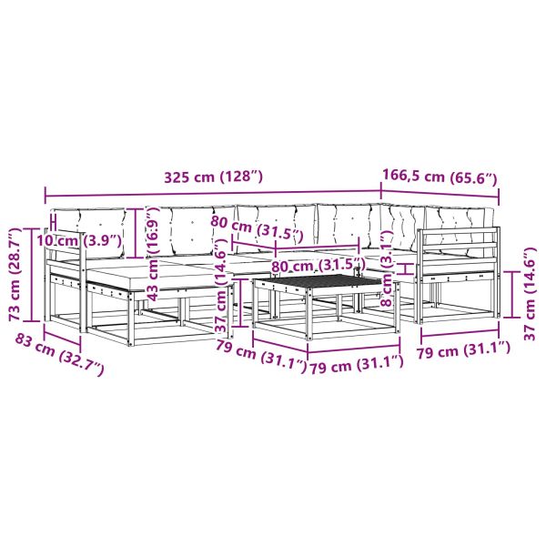 Комплект дивани за открито 7 pcs Натурален и Крема