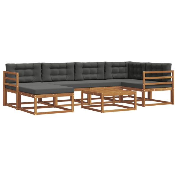 Комплект дивани за открито 7 pcs Натурален и Антрацит