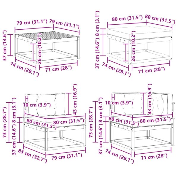 Комплект дивани за открито 7 pcs Натурален и Антрацит