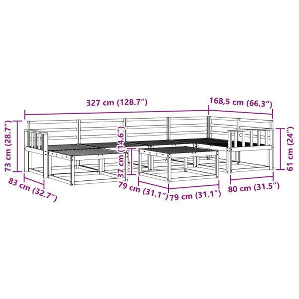 Комплект дивани за открито 7 pcs Естествен