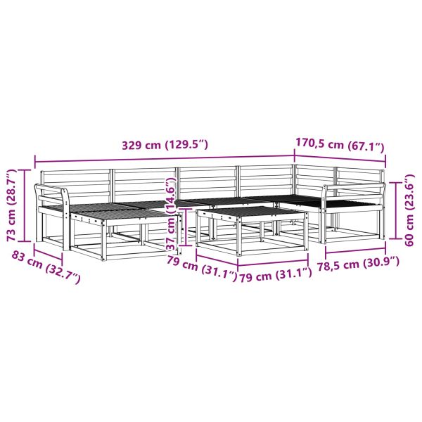 Комплект дивани за открито 7 pcs Естествен