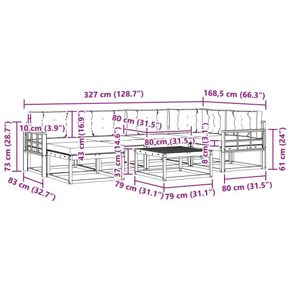Комплект дивани за открито 7 pcs Натурален и Антрацит