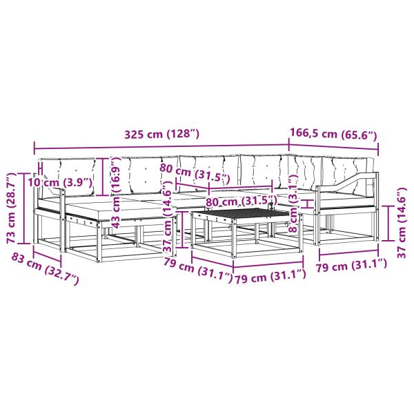 Комплект дивани за открито 7 pcs Натурален и Антрацит