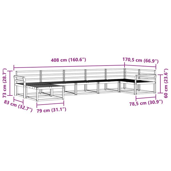 Комплект дивани за открито 7 pcs Естествен