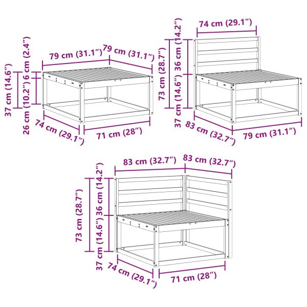 Комплект дивани за открито 7 pcs Естествен