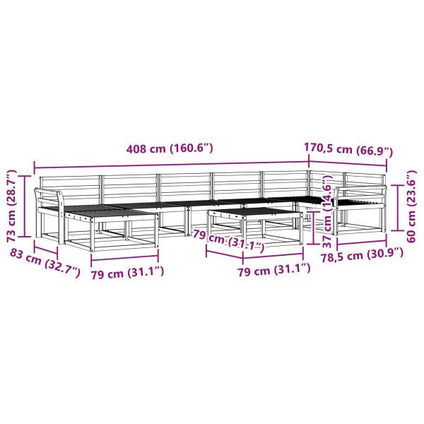 Комплект дивани за открито 8 pcs Естествен
