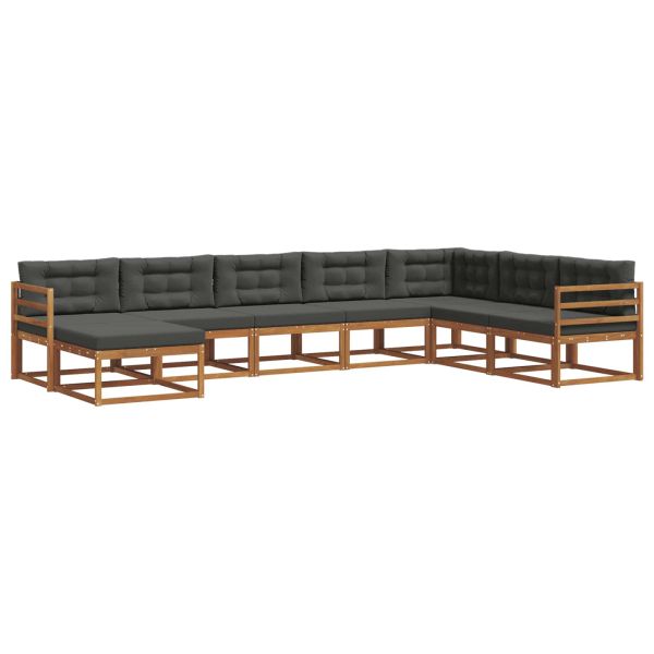 Комплект дивани за открито 8 pcs Натурален и Антрацит