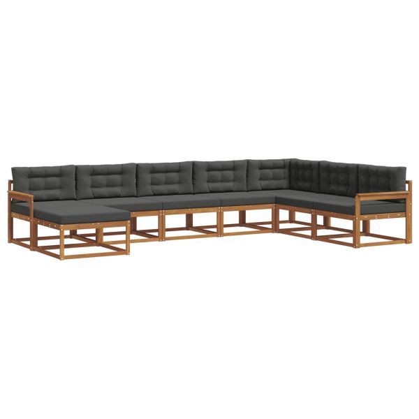 Комплект дивани за открито 8 pcs Натурален и Антрацит