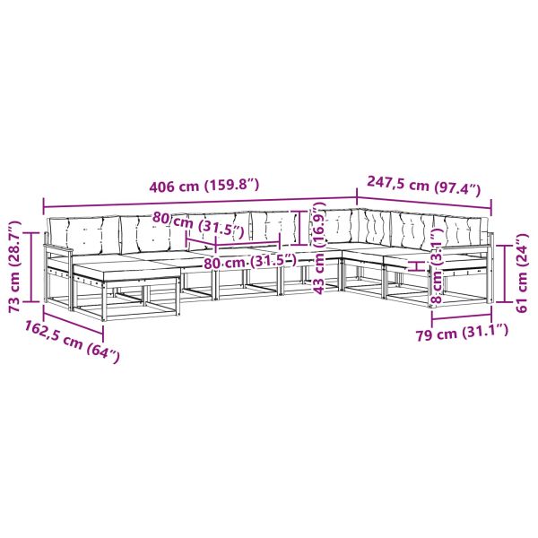 Комплект дивани за открито 8 pcs Натурален и Антрацит