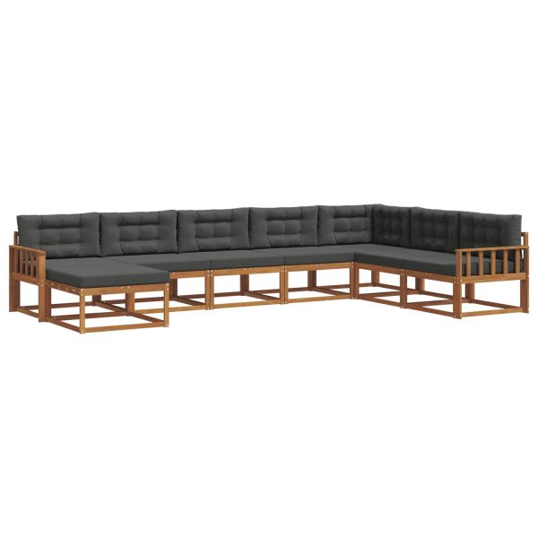 Комплект дивани за открито 8 pcs Натурален и Антрацит