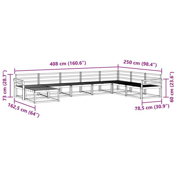 Комплект дивани за открито 8 pcs Естествен