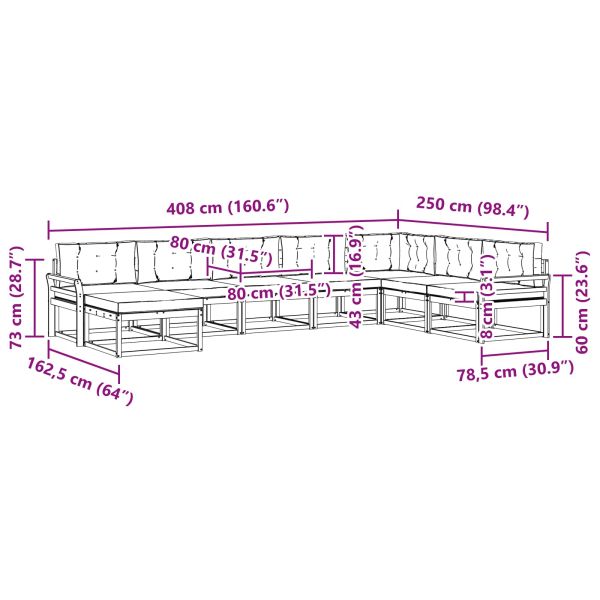 Комплект дивани за открито 8 pcs Натурален и Крема