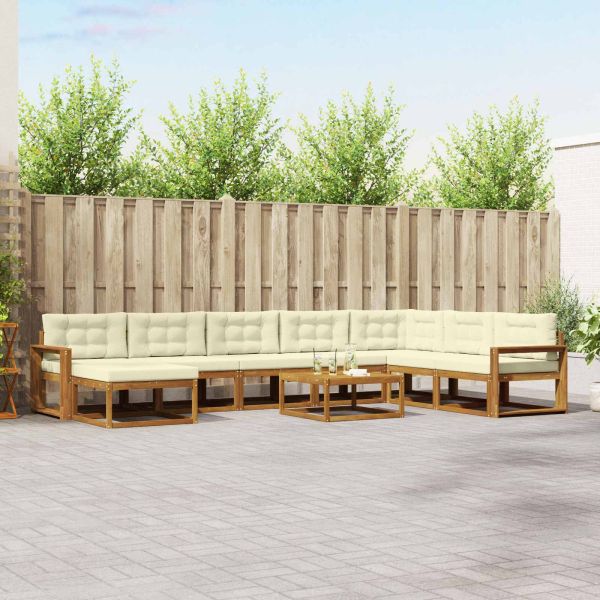 Комплект дивани за открито 9 pcs Натурален и Крема
