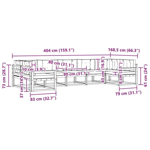 Комплект дивани за открито 7 pcs Натурален и Крема
