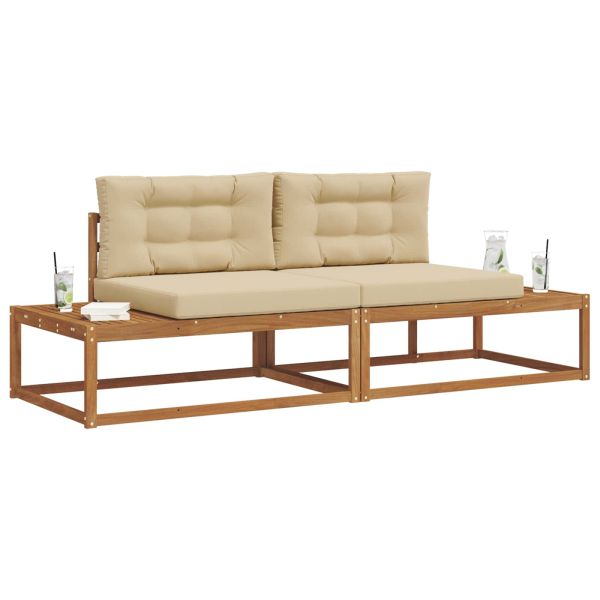 Комплект дивани за открито 2 Брой Натурален и Бежов