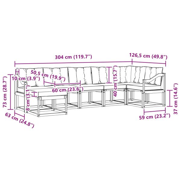 Комплект дивани за открито 7 pcs Натурален и Бежов