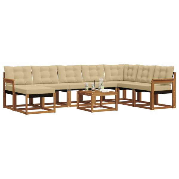 Комплект дивани за открито 9 pcs Натурален и Бежов