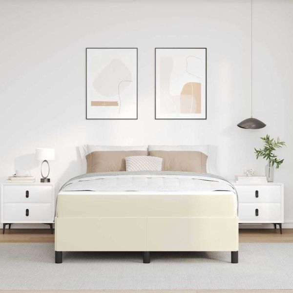 Рамка за легло с матрак Крем 140 x 200 cm текстил