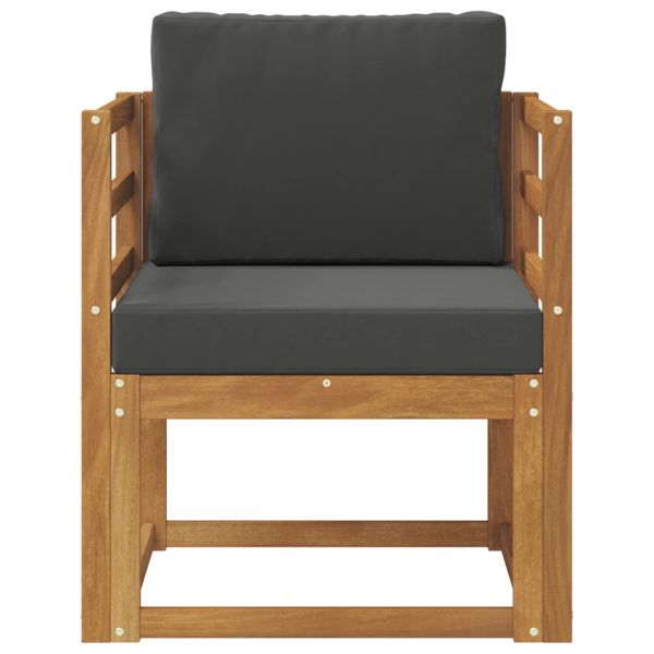 Външен диван Солидно акациево дърво и полиестер Естествен