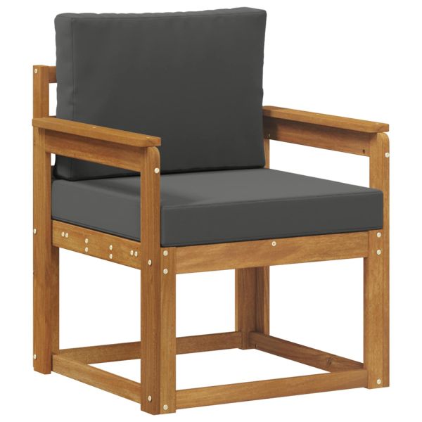 Външен диван Солидно акациево дърво и полиестер Естествен