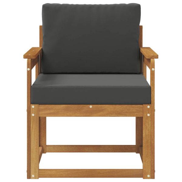 Външен диван Солидно акациево дърво и полиестер Естествен