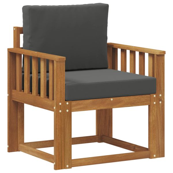 Външен диван Солидно акациево дърво и полиестер Естествен