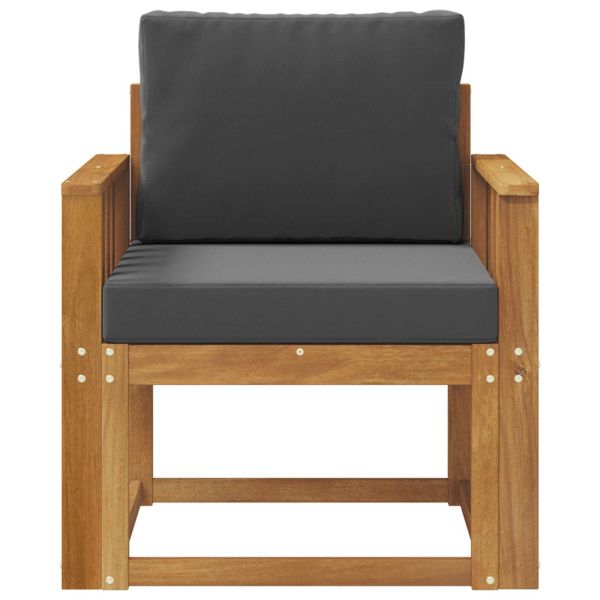 Външен диван Солидно акациево дърво и полиестер Естествен