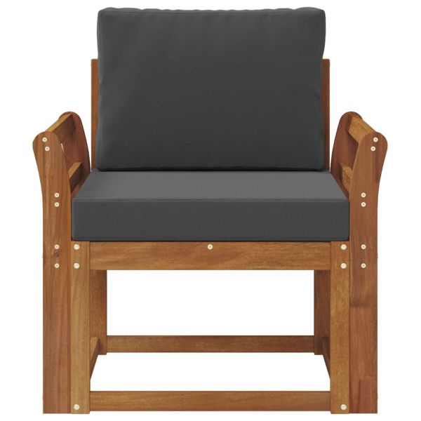 Външен диван Солидно акациево дърво и полиестер Естествен