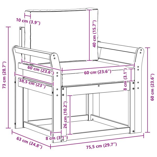 Външен диван Солидно акациево дърво и полиестер Естествен