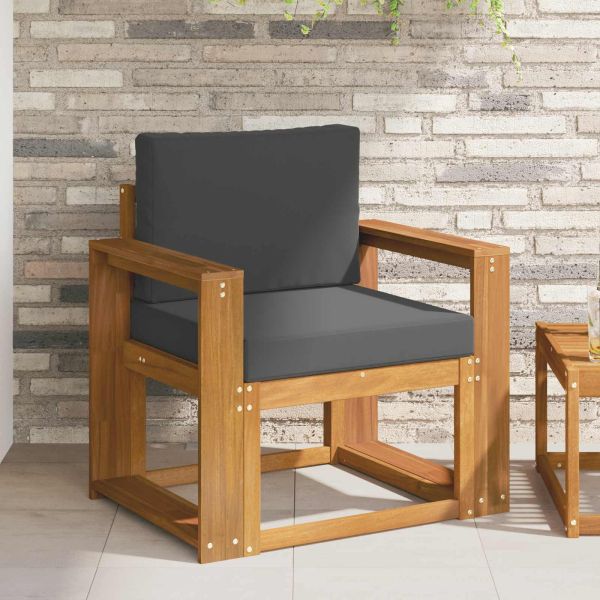 Външен диван Солидно акациево дърво и полиестер Естествен