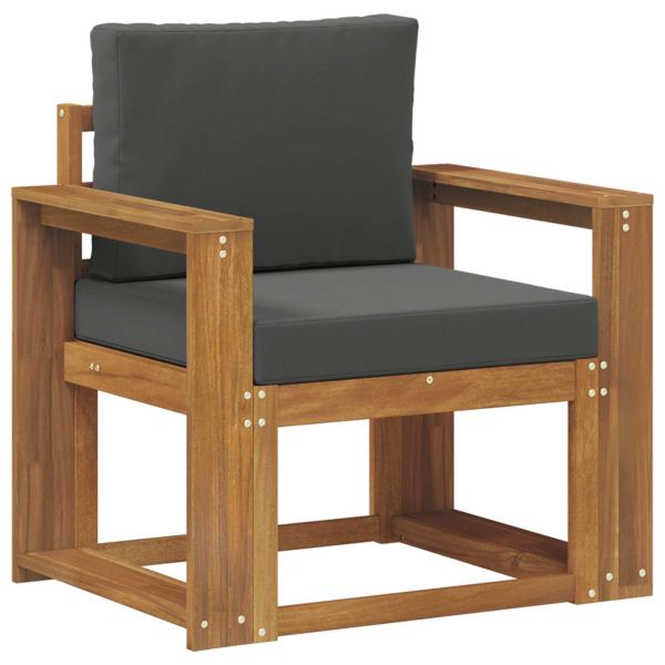 Външен диван Солидно акациево дърво и полиестер Естествен