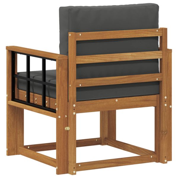 Външен диван Солидно акациево дърво и полиестер Естествен