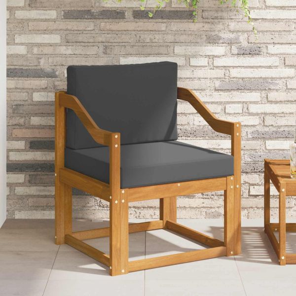 Външен диван Солидно акациево дърво и полиестер Естествен