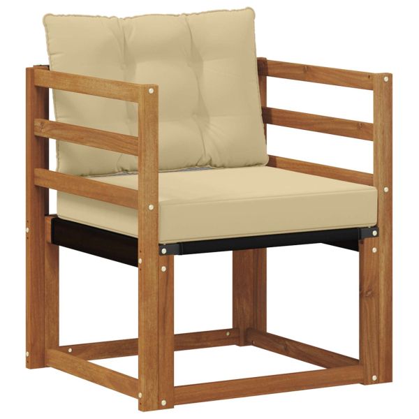 Външен диван Солидно акациево дърво и текстилена Естествен