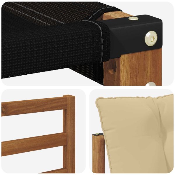 Външен диван Солидно акациево дърво и текстилена Естествен