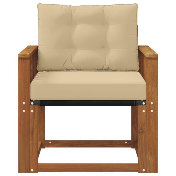 Външен диван Солидно акациево дърво и текстилена Естествен