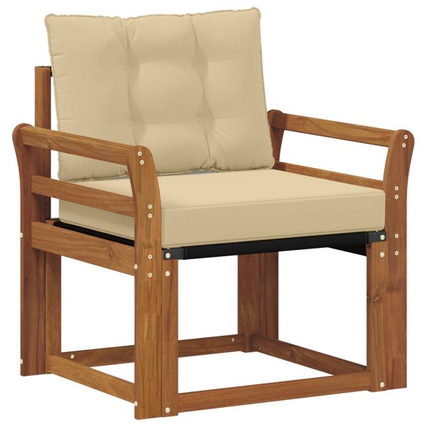 Външен диван Солидно акациево дърво и текстилена Естествен