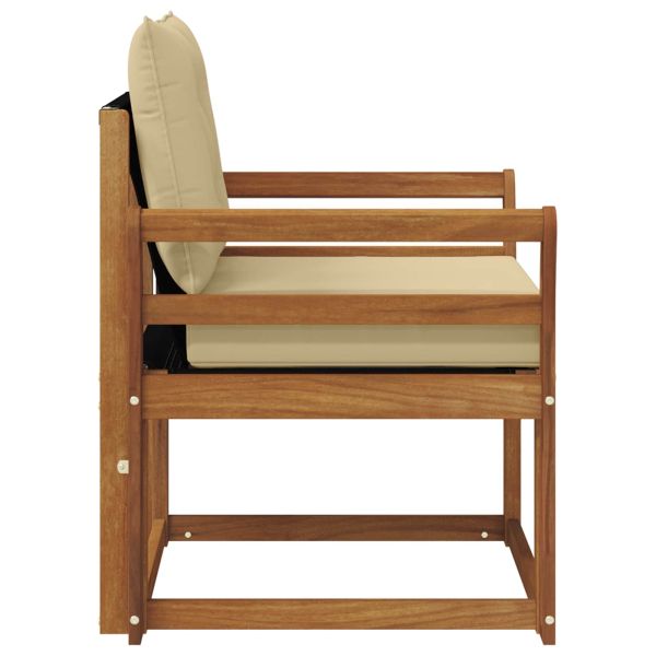 Външен диван Солидно акациево дърво и текстилена Естествен