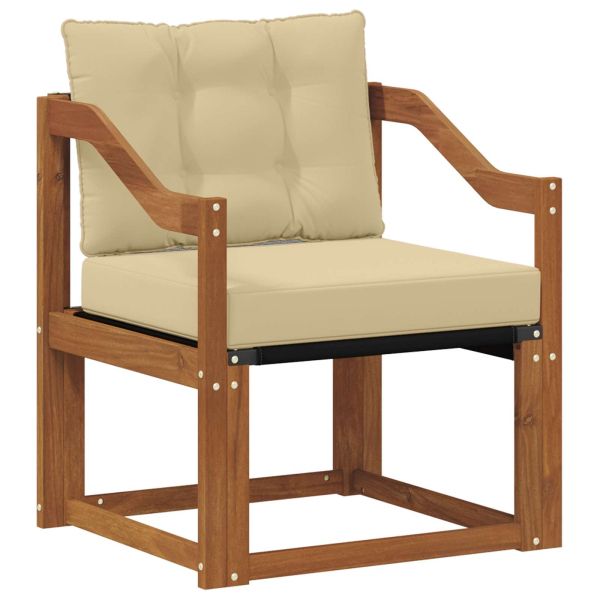 Външен диван Солидно акациево дърво и текстилена Естествен