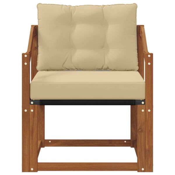 Външен диван Солидно акациево дърво и текстилена Естествен