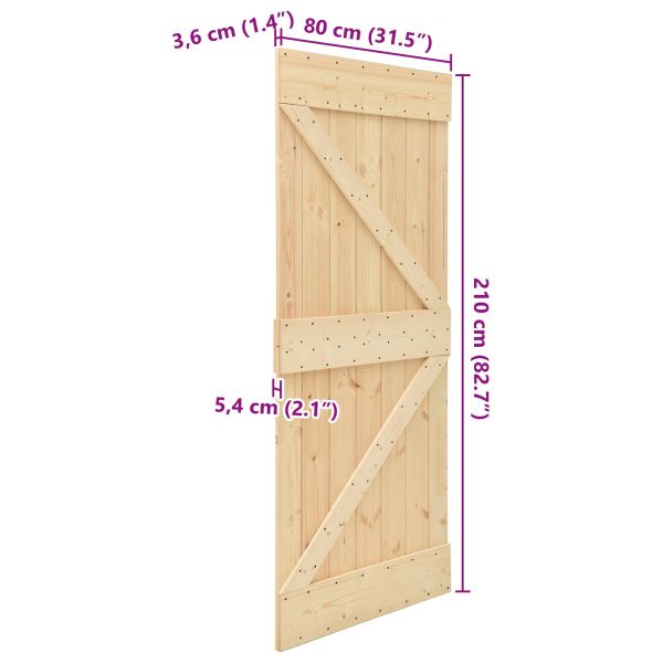 Врата NARVIK Естествен 80 x 210 cm Солидна борова дървесина