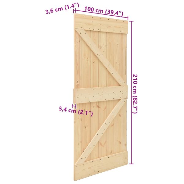 Врата NARVIK Естествен 100 x 210 cm Солидна борова дървесина