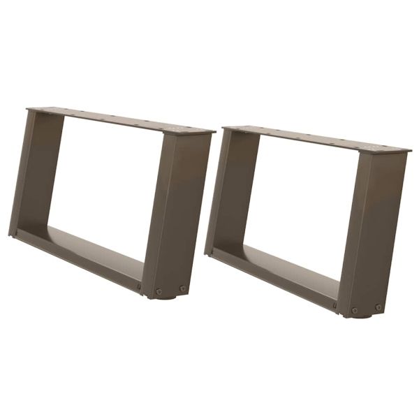 Крака за масичка за кафе, U-образни, 2 бр., естествена стомана, 70 x (30-31) см, стомана