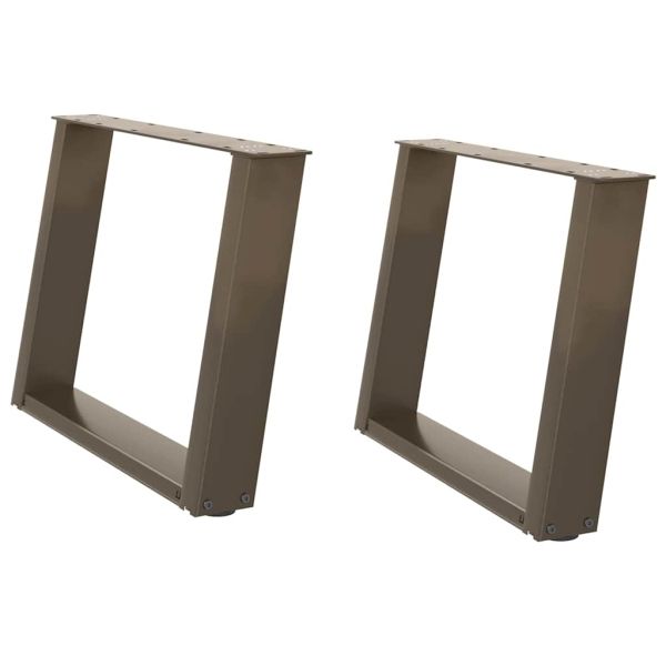 Крака за масичка за кафе, U-образни, 2 бр., естествена стомана, 70 x (42-43) см, стомана