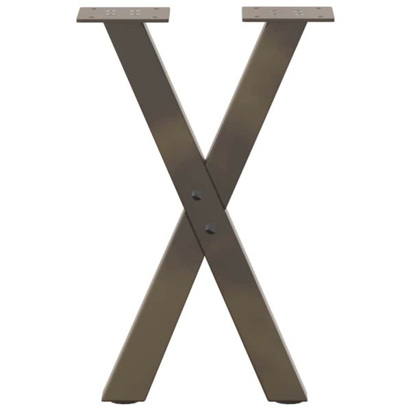 Крака за масичка за кафе, X-образни, 2 бр., естествена стомана, 38 x (42-43) см, стомана