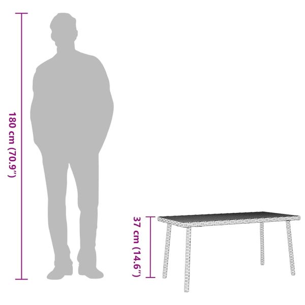 Градинска масичка за кафе правоъгълна черна 80x40x37 cm