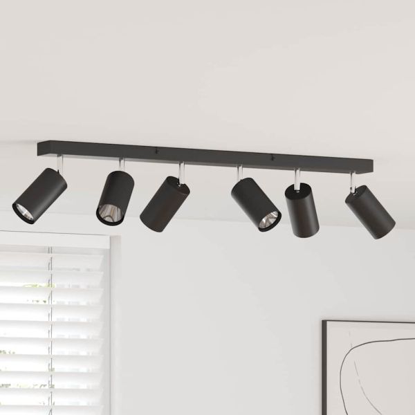 Таванен спот с прожектори Черно 73 x 6 x 16 см Метал