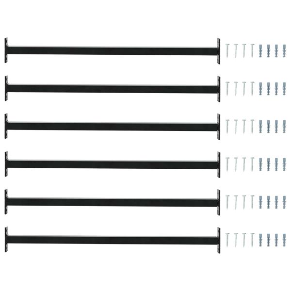 Регулируема защитна преграда за прозорци 6 pcs Черен Стомана