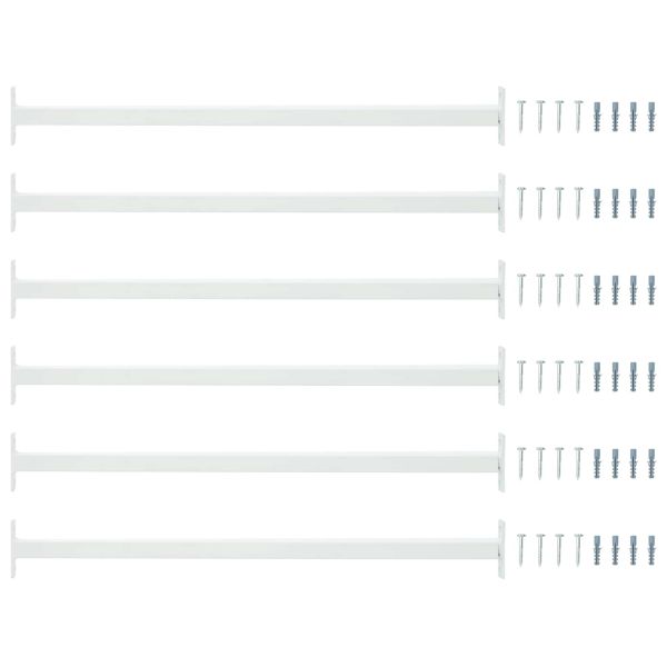 Регулируема защитна преграда за прозорци 6 pcs Бял Стомана